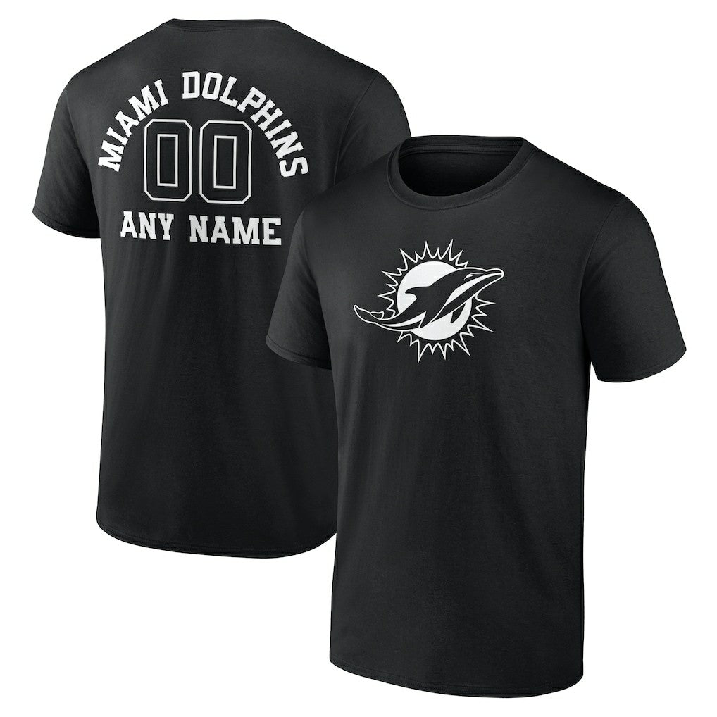 Miami Dolphins Personalized Name & Number Monochrome T-Shirt | NFL Discount