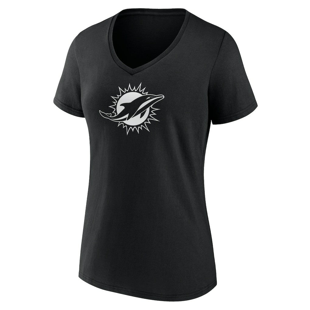 Miami Dolphins Women's Personalized Name & Number Monochrome V-Neck T-Shirt | NFL US