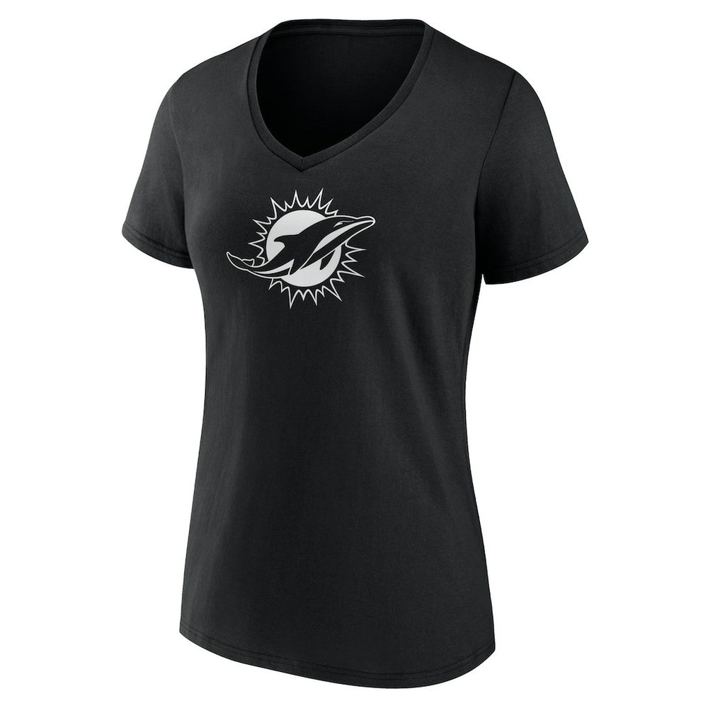 Miami Dolphins Women's Personalized Name & Number Monochrome V-Neck T-Shirt | NFL US