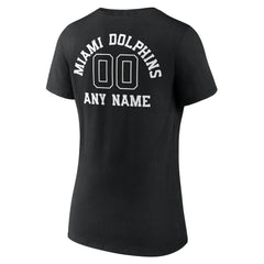 Miami Dolphins Women's Personalized Name & Number Monochrome V-Neck T-Shirt | NFL US