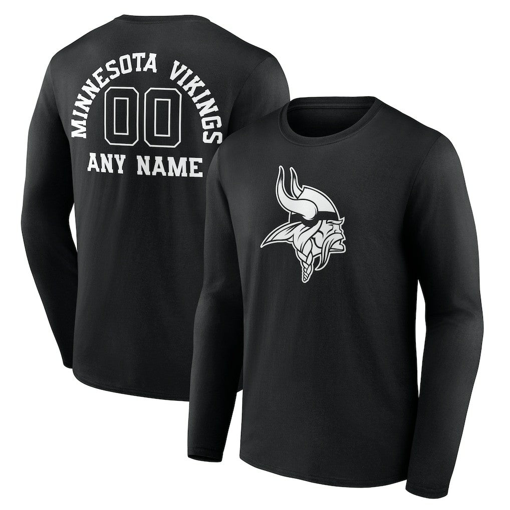 Minnesota Vikings Personalized Name & Number Monochrome Long Sleeve T-Shirt | NFL US