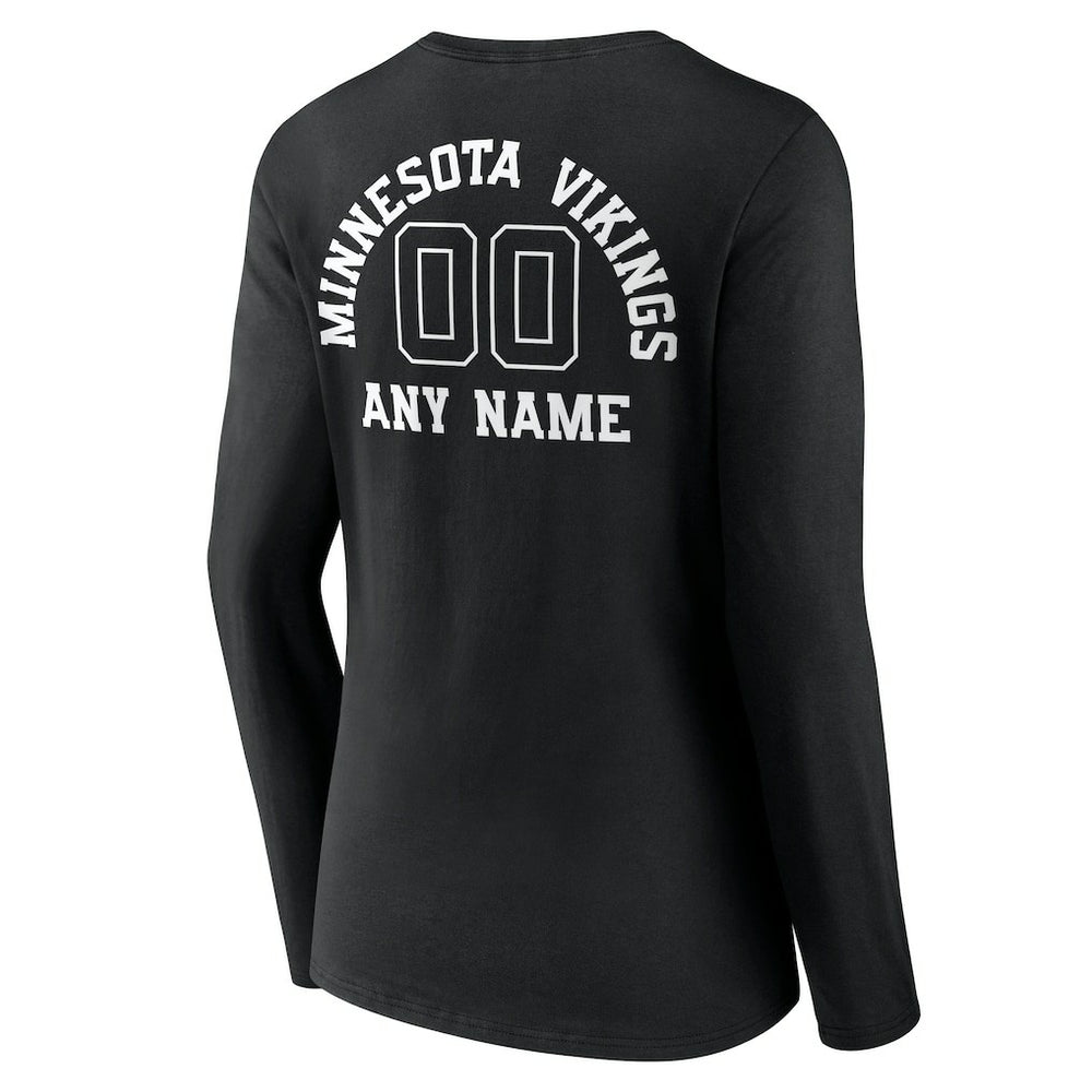 Minnesota Vikings Women's Personalized Name & Number Monochrome Long Sleeve V-Neck T-Shirt | NFL Sale
