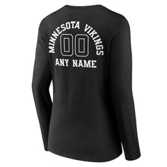 Minnesota Vikings Women's Personalized Name & Number Monochrome Long Sleeve V-Neck T-Shirt | NFL Sale