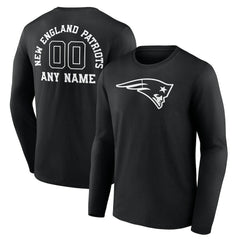 New England Patriots Personalized Name & Number Monochrome Long Sleeve T-Shirt | NFL New