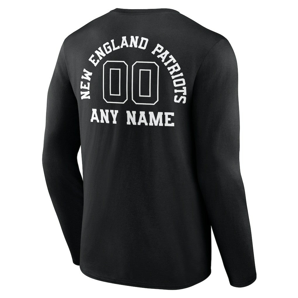 New England Patriots Personalized Name & Number Monochrome Long Sleeve T-Shirt | NFL New
