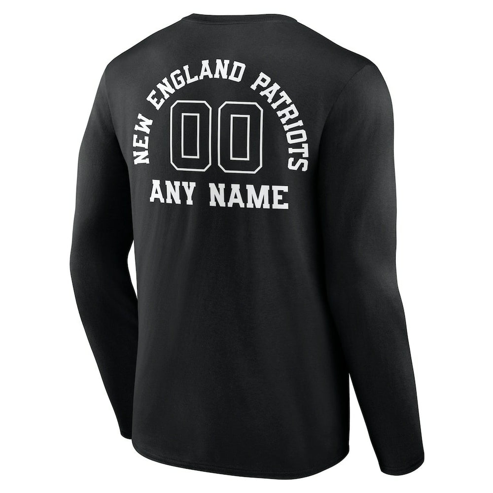 New England Patriots Personalized Name & Number Monochrome Long Sleeve T-Shirt | NFL New