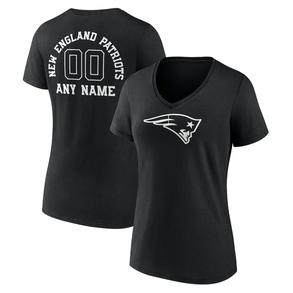 New England Patriots Women's Personalized Name & Number Monochrome V-Neck T-Shirt | NFL Online