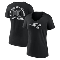 New England Patriots Women's Personalized Name & Number Monochrome V-Neck T-Shirt | NFL Online