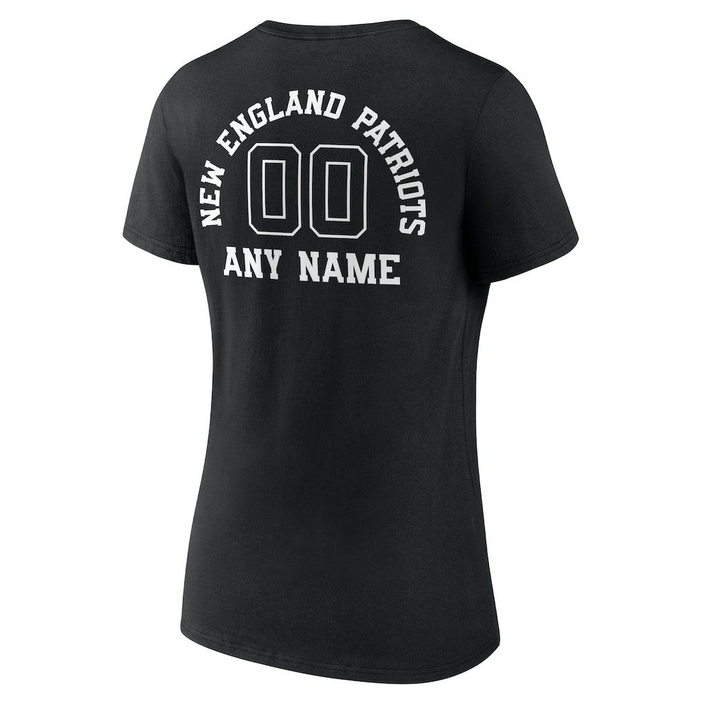 New England Patriots Women's Personalized Name & Number Monochrome V-Neck T-Shirt | NFL Online