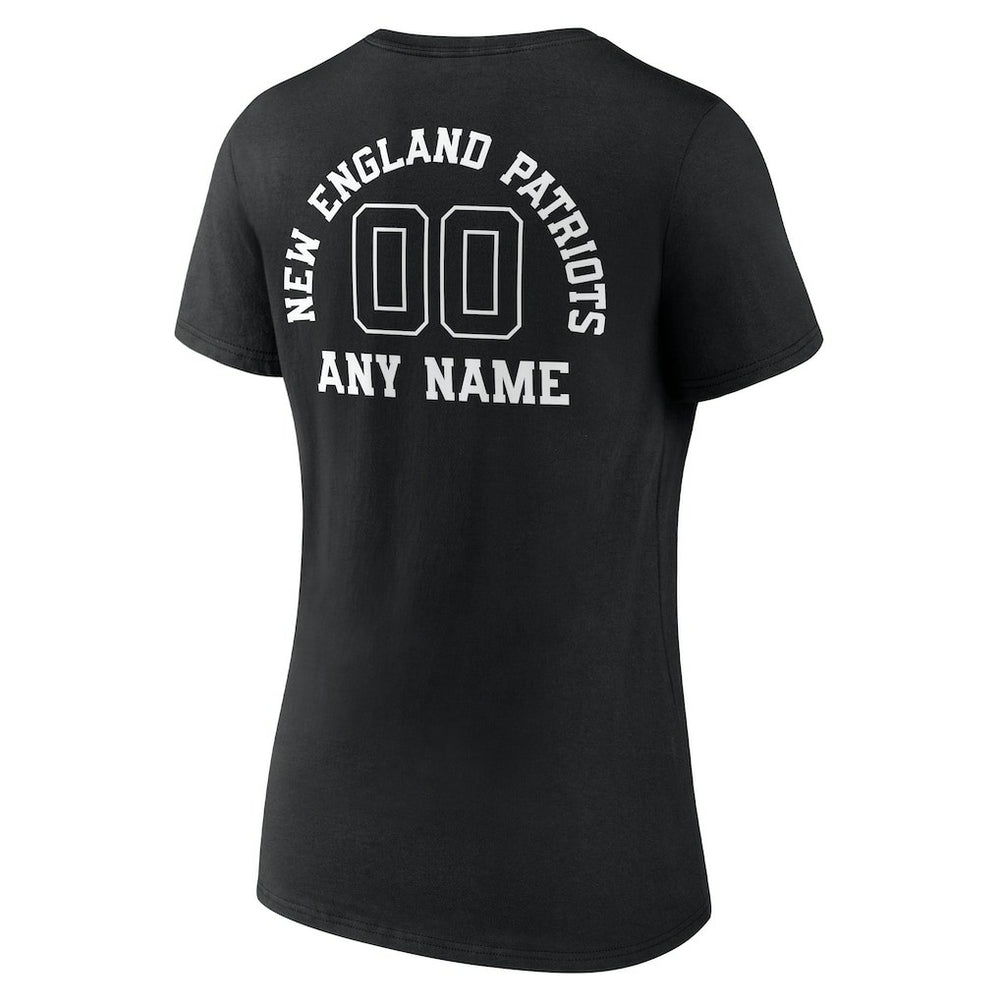 New England Patriots Women's Personalized Name & Number Monochrome V-Neck T-Shirt | NFL Online