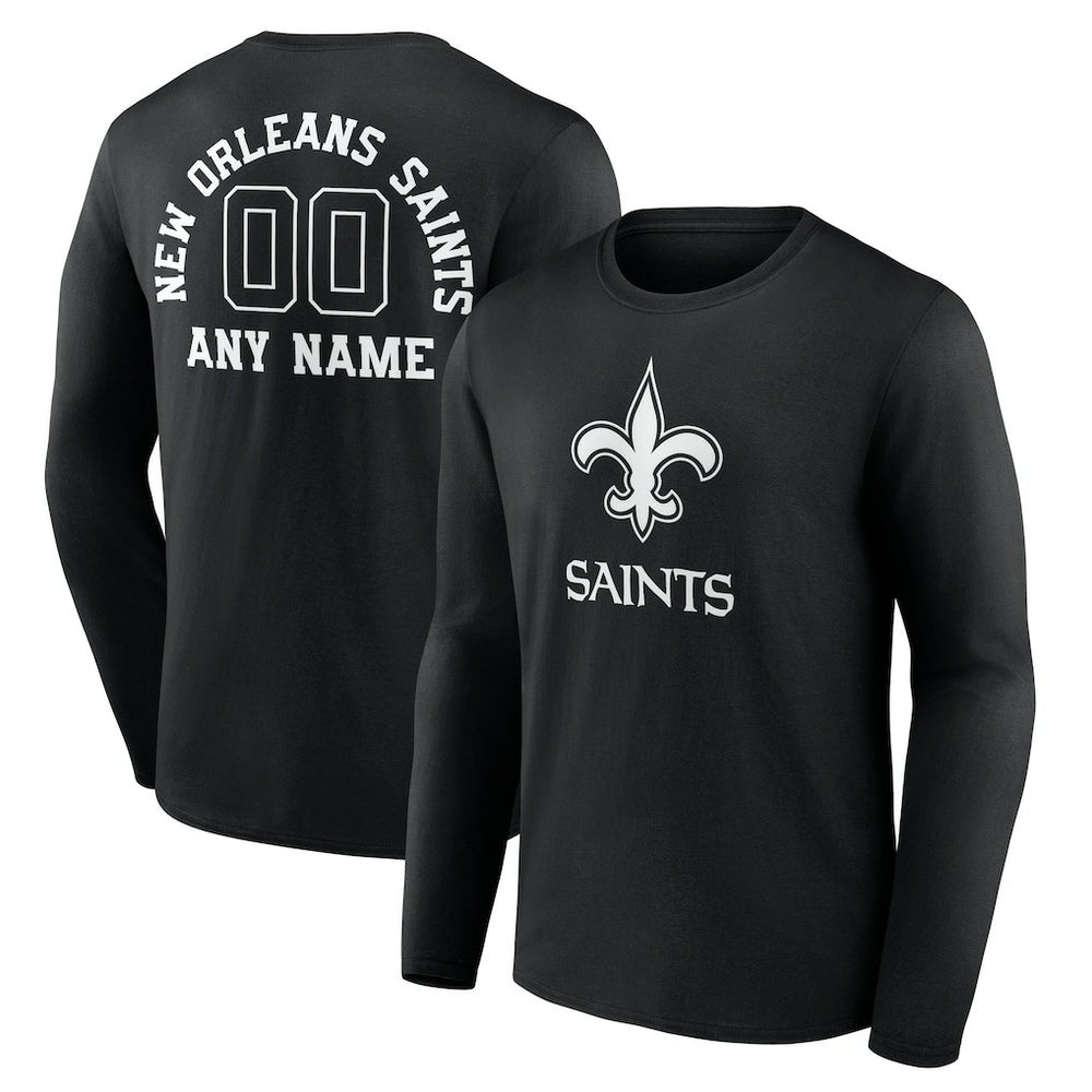 New Orleans Saints Personalized Name & Number Monochrome Long Sleeve T-Shirt | NFL New