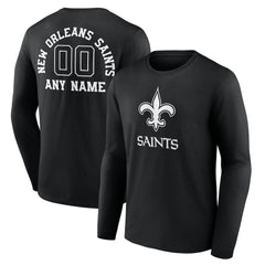 New Orleans Saints Personalized Name & Number Monochrome Long Sleeve T-Shirt | NFL New
