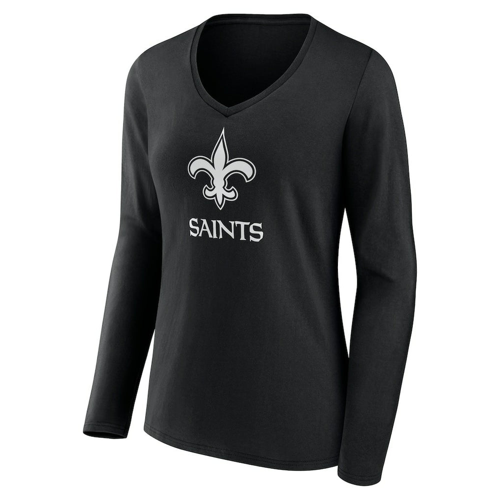 New Orleans Saints Women's Personalized Name & Number Monochrome Long Sleeve V-Neck T-Shirt | NFL Hot