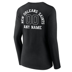New Orleans Saints Women's Personalized Name & Number Monochrome Long Sleeve V-Neck T-Shirt | NFL Hot