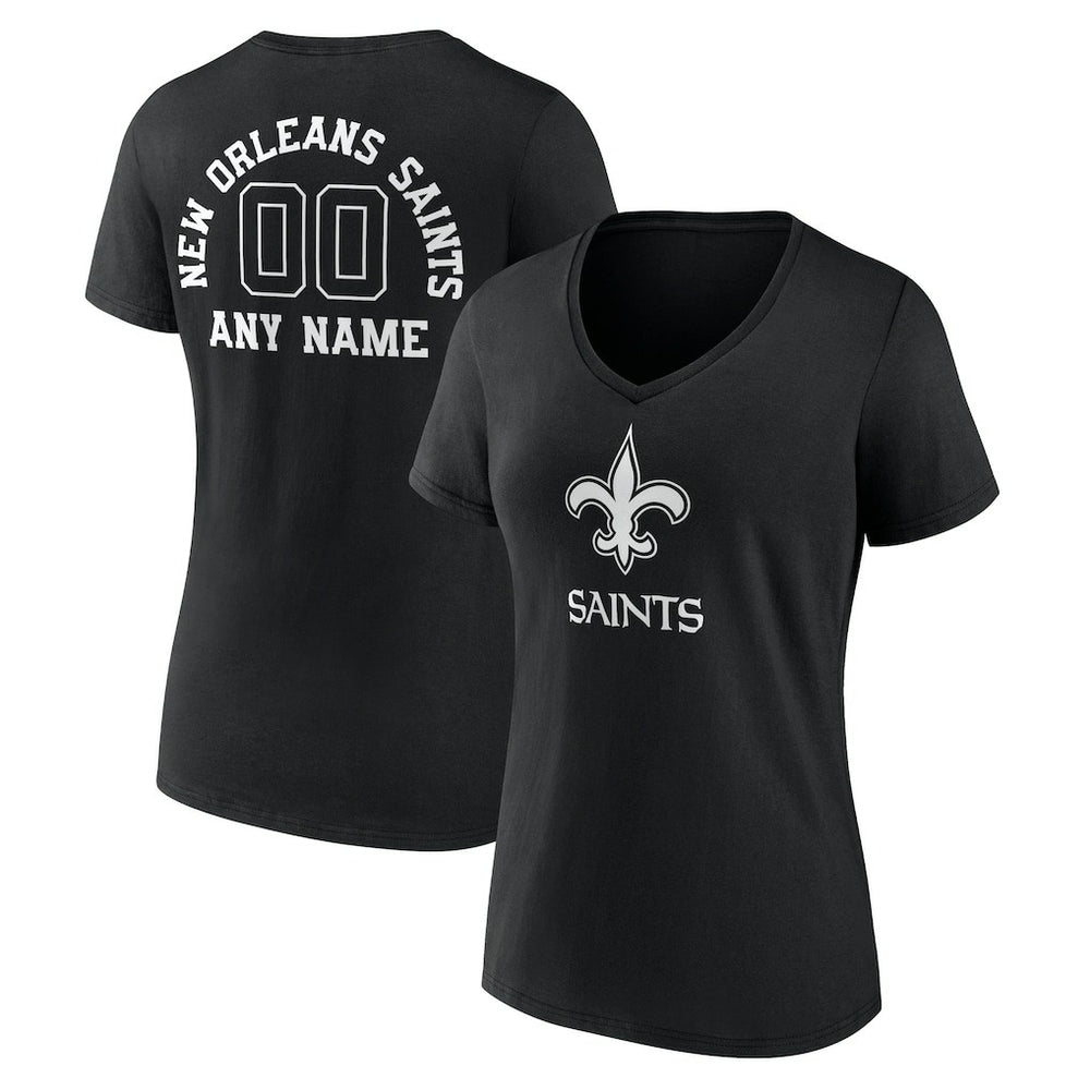 New Orleans Saints Women's Personalized Name & Number Monochrome V-Neck T-Shirt | NFL On sale
