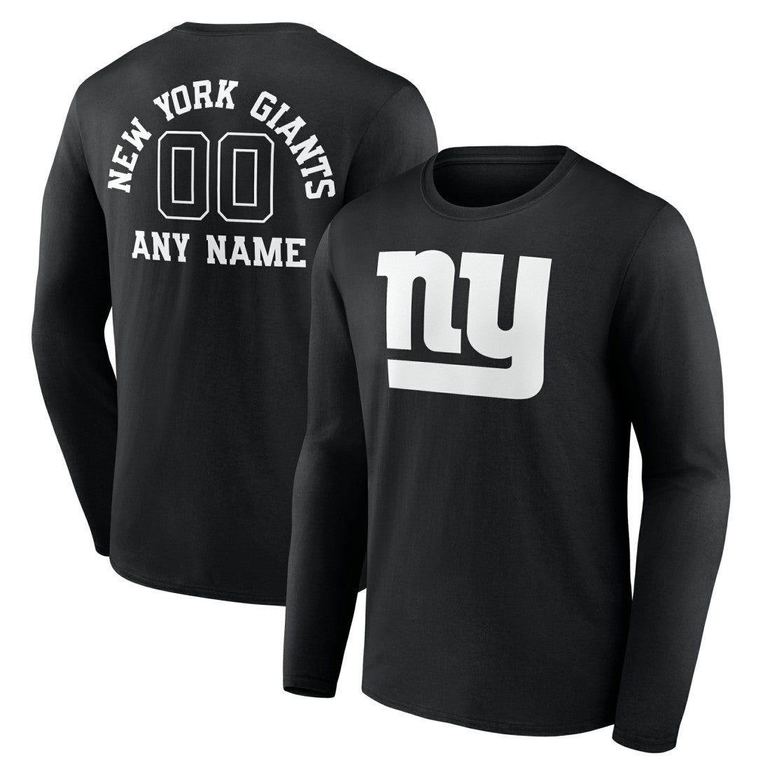 New York Giants Personalized Name & Number Monochrome Long Sleeve T-Shirt | NFL Discount