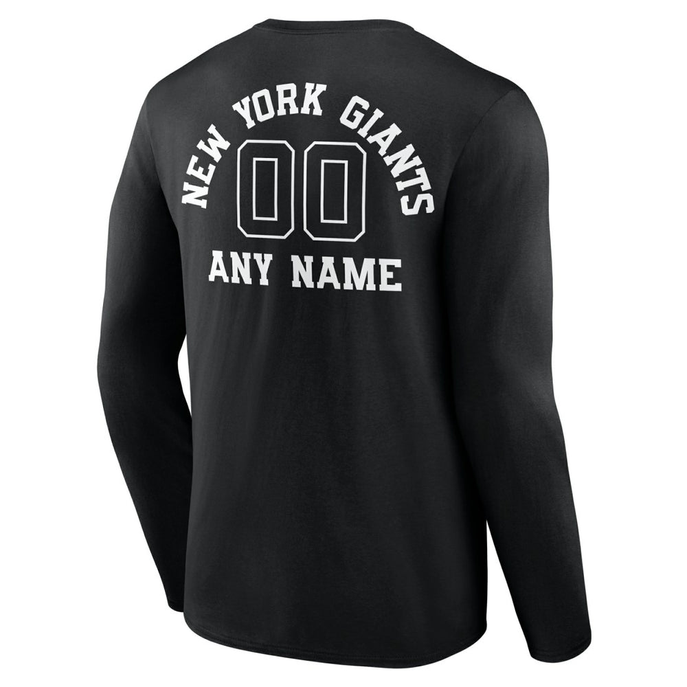 New York Giants Personalized Name & Number Monochrome Long Sleeve T-Shirt | NFL Discount