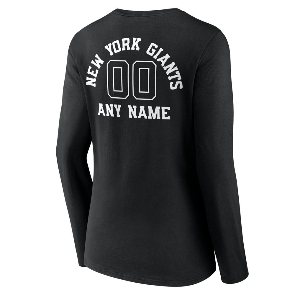 New York Giants Women's Personalized Name & Number Monochrome Long Sleeve V-Neck T-Shirt | NFL Near me