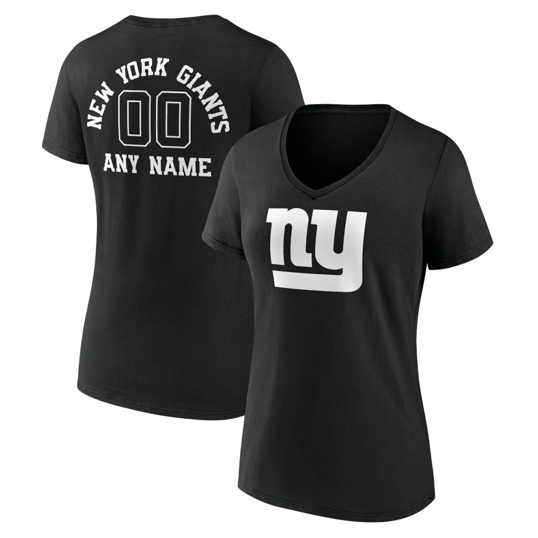 New York Giants Women's Personalized Name & Number Monochrome V-Neck T-Shirt | NFL Discount