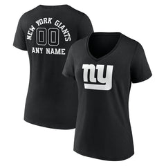 New York Giants Women's Personalized Name & Number Monochrome V-Neck T-Shirt | NFL Discount