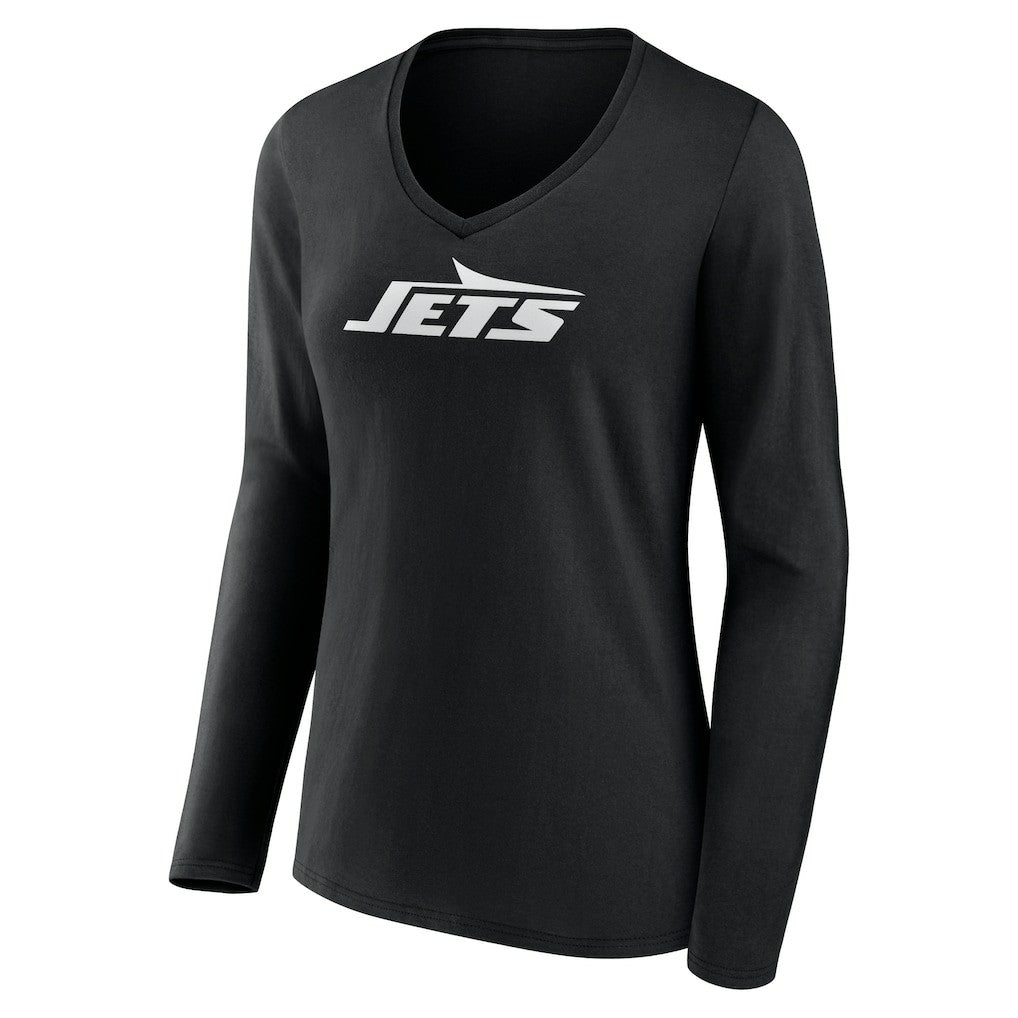 New York Jets Women's Personalized Name & Number Monochrome Long Sleeve V-Neck T-Shirt | NFL New