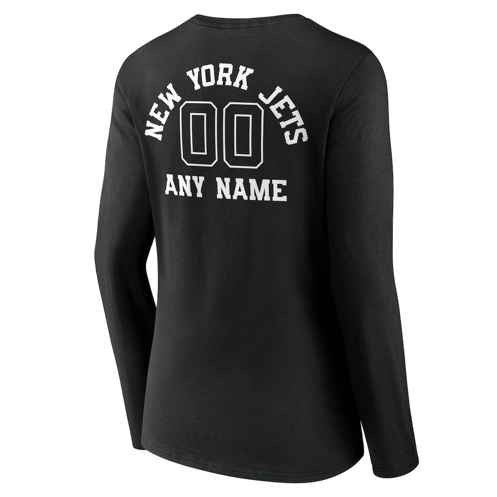 New York Jets Women's Personalized Name & Number Monochrome Long Sleeve V-Neck T-Shirt | NFL New