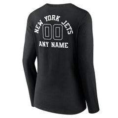 New York Jets Women's Personalized Name & Number Monochrome Long Sleeve V-Neck T-Shirt | NFL New