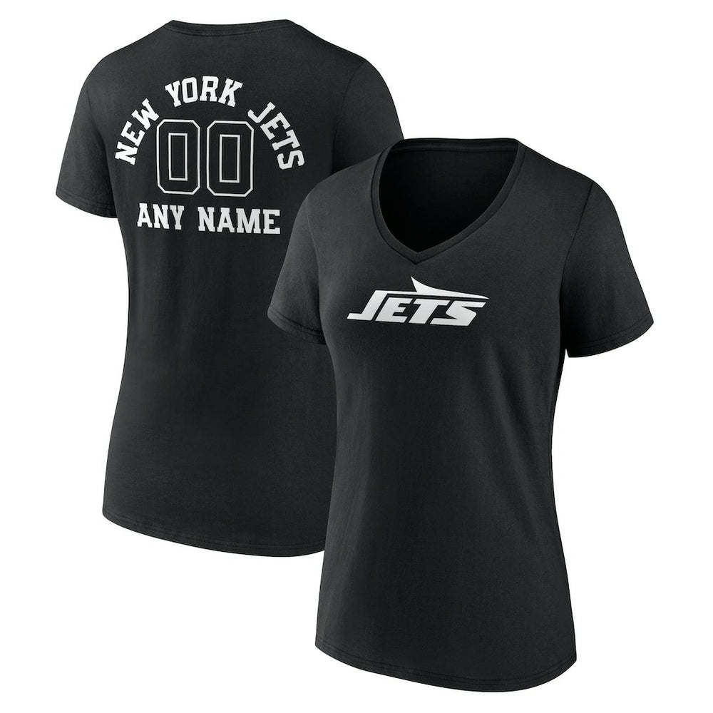 New York Jets Women's Personalized Name & Number Monochrome V-Neck T-Shirt | NFL Discount