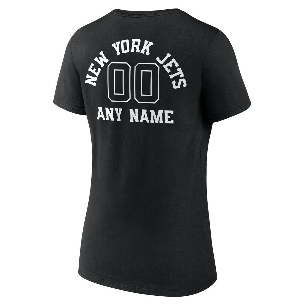 New York Jets Women's Personalized Name & Number Monochrome V-Neck T-Shirt | NFL Discount