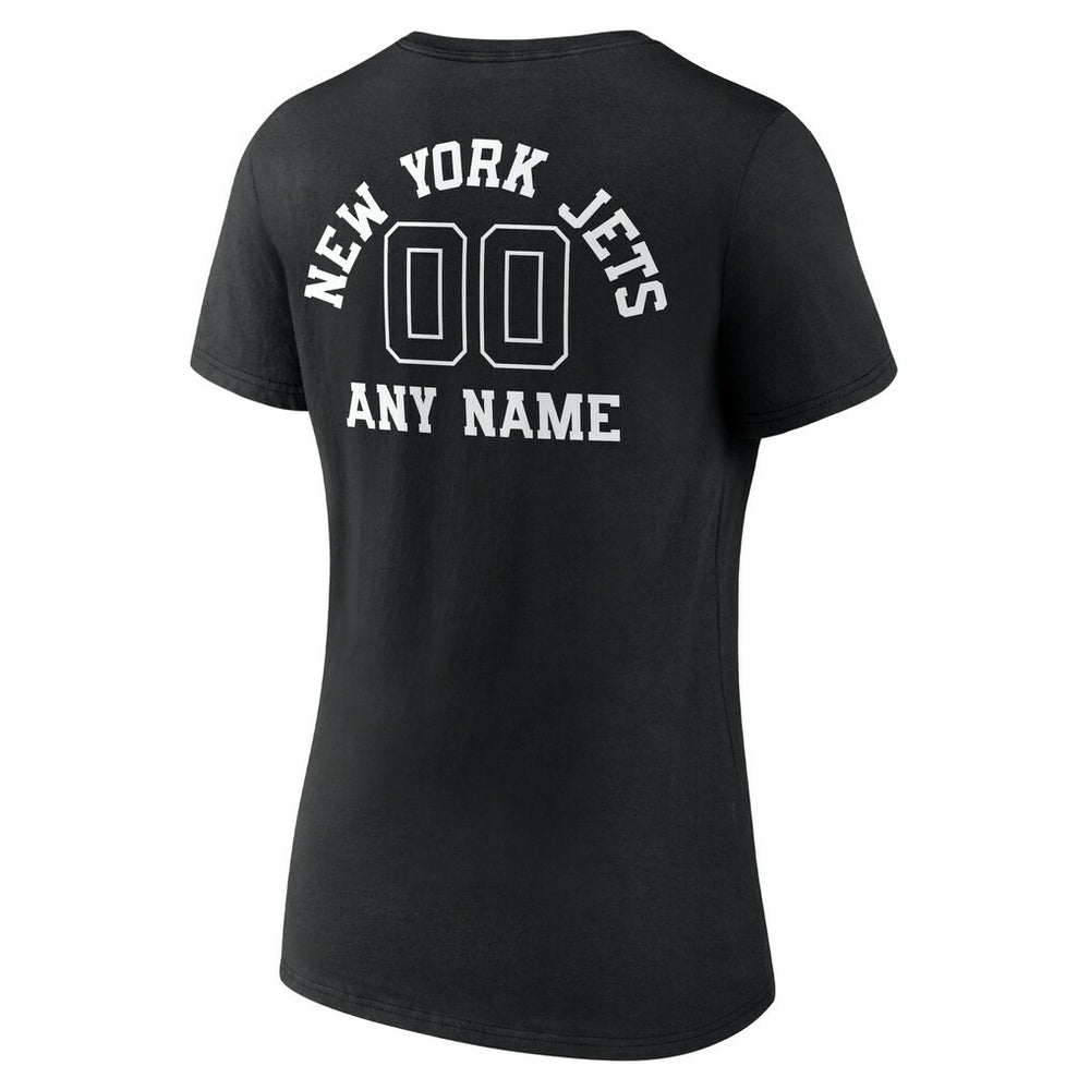 New York Jets Women's Personalized Name & Number Monochrome V-Neck T-Shirt | NFL Discount