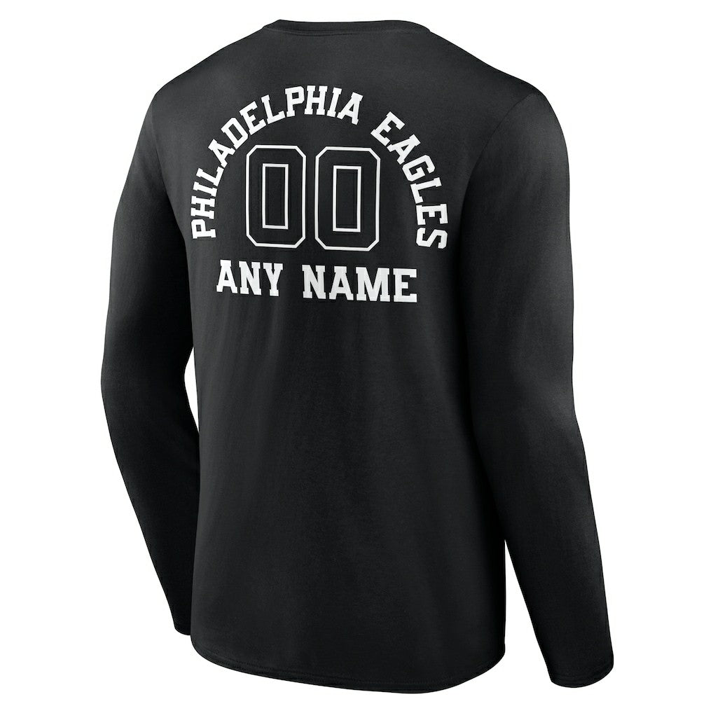 Philadelphia Eagles Personalized Name & Number Monochrome Long Sleeve T-Shirt | NFL Outlet