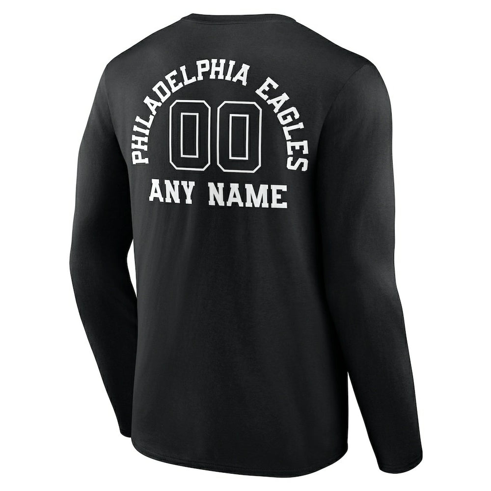 Philadelphia Eagles Personalized Name & Number Monochrome Long Sleeve T-Shirt | NFL Outlet