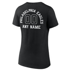 Philadelphia Eagles Women's Personalized Name & Number Monochrome V-Neck T-Shirt | NFL Discount