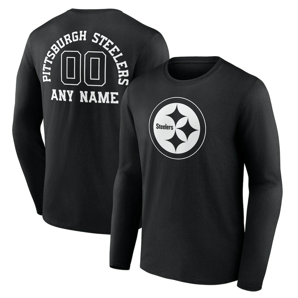Pittsburgh Steelers Personalized Name & Number Monochrome Long Sleeve T-Shirt | NFL New