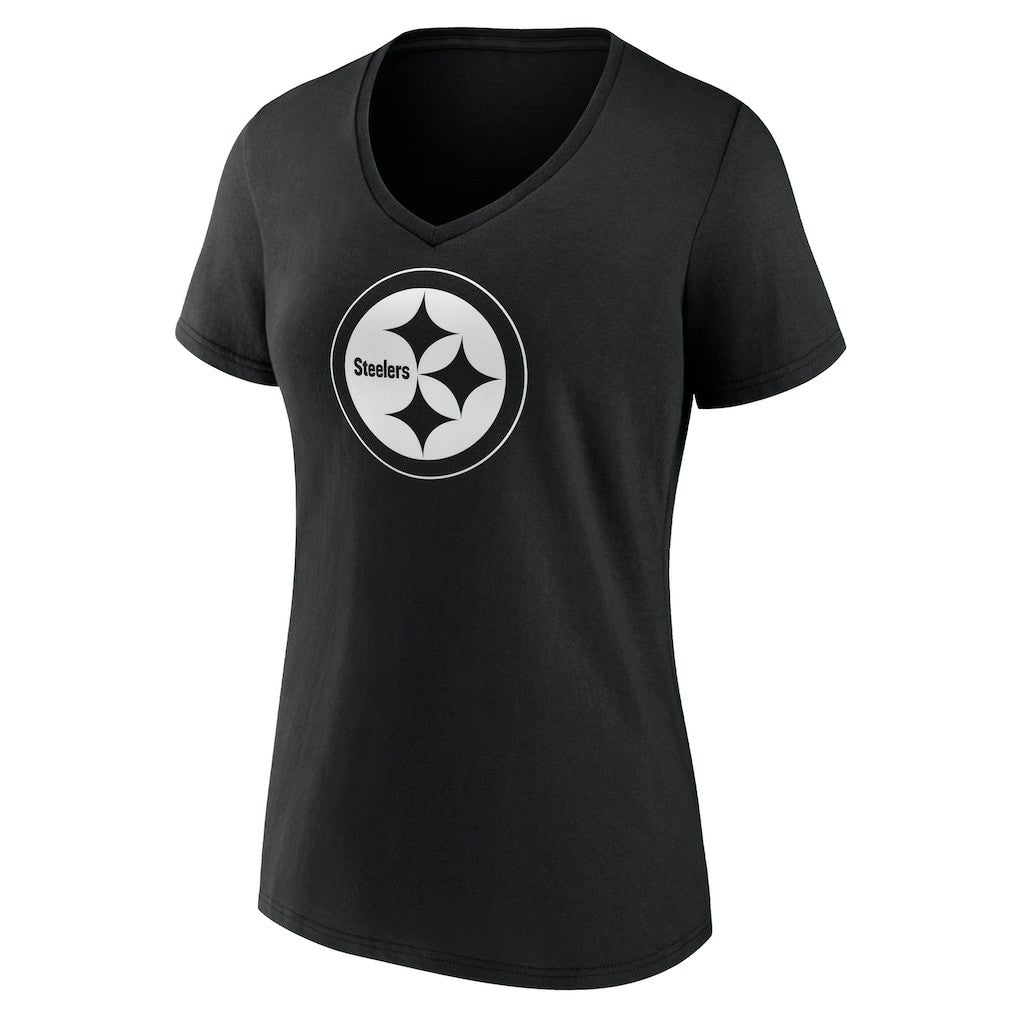 Pittsburgh Steelers Women's Personalized Name & Number Monochrome V-Neck T-Shirt | NFL Hot