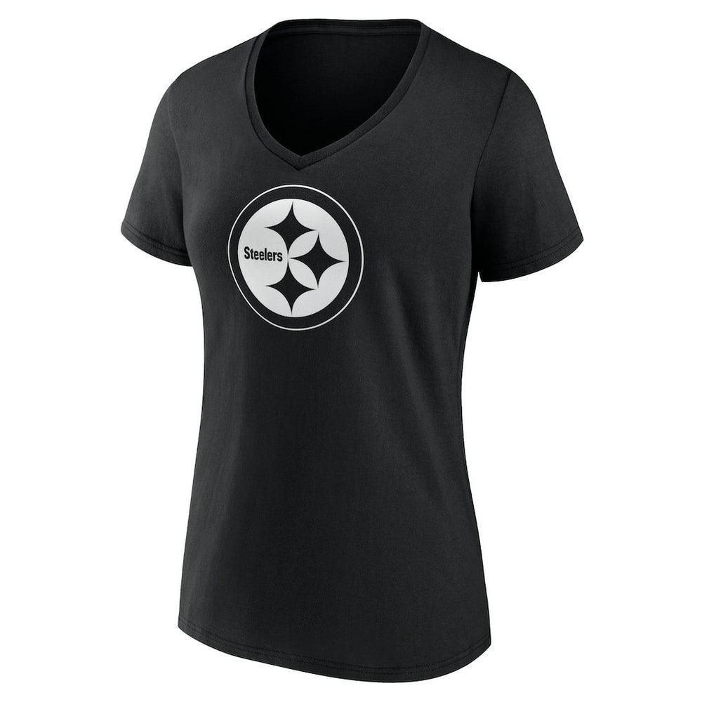 Pittsburgh Steelers Women's Personalized Name & Number Monochrome V-Neck T-Shirt | NFL Hot