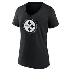 Pittsburgh Steelers Women's Personalized Name & Number Monochrome V-Neck T-Shirt | NFL Hot