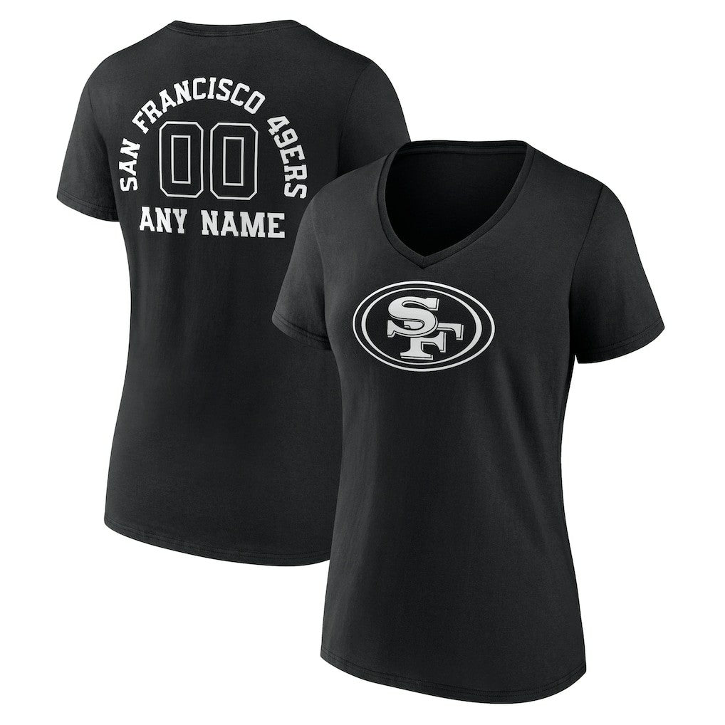 San Francisco 49ers Women's Personalized Name & Number Monochrome V-Neck T-Shirt | NFL Near me