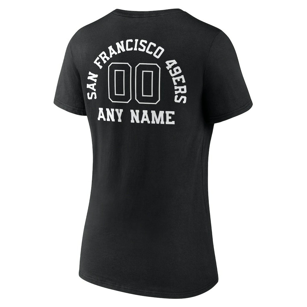 San Francisco 49ers Women's Personalized Name & Number Monochrome V-Neck T-Shirt | NFL Near me