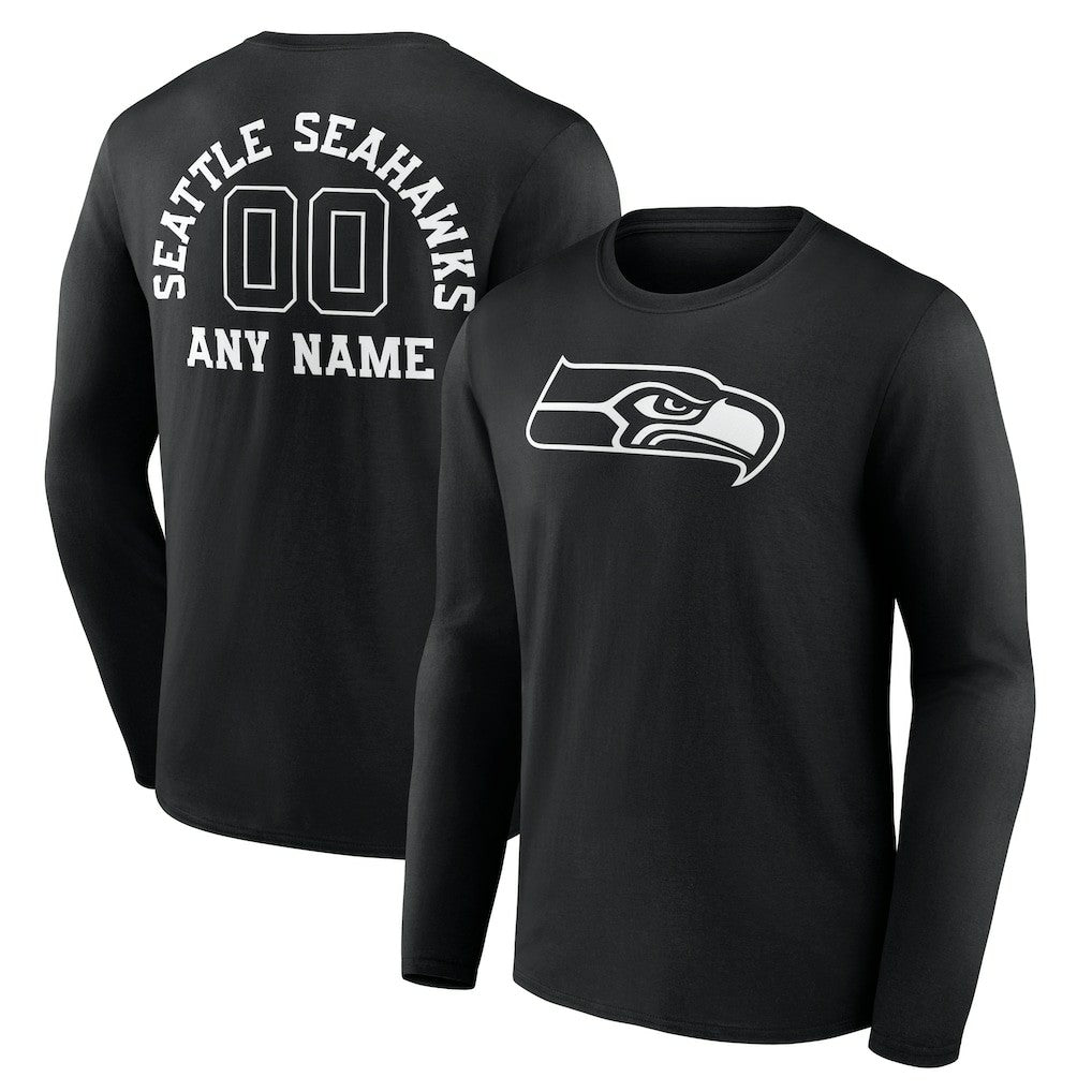 Seattle Seahawks Personalized Name & Number Monochrome Long Sleeve T-Shirt | NFL Online