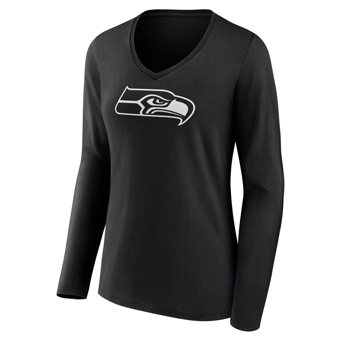 Seattle Seahawks Women's Personalized Name & Number Monochrome Long Sleeve V-Neck T-Shirt | NFL Outlet