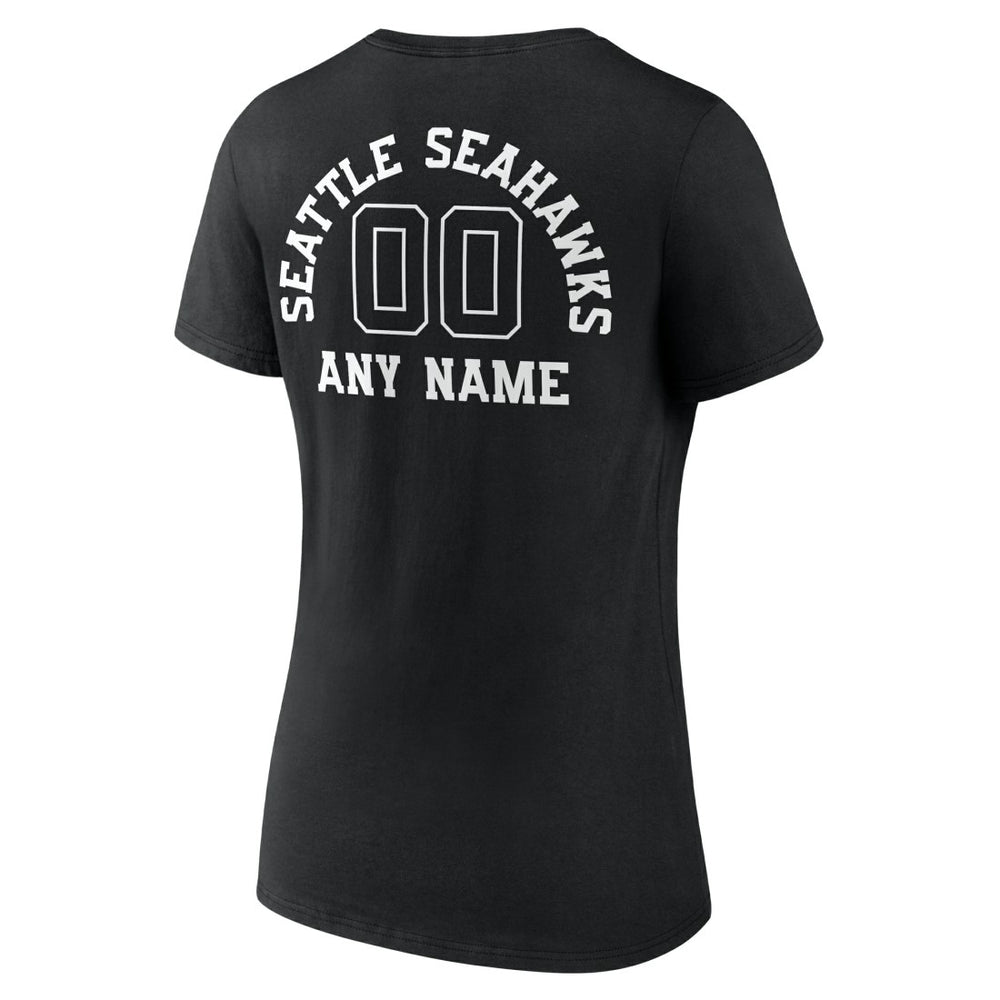 Seattle Seahawks Women's Personalized Name & Number Monochrome V-Neck T-Shirt | NFL Sale