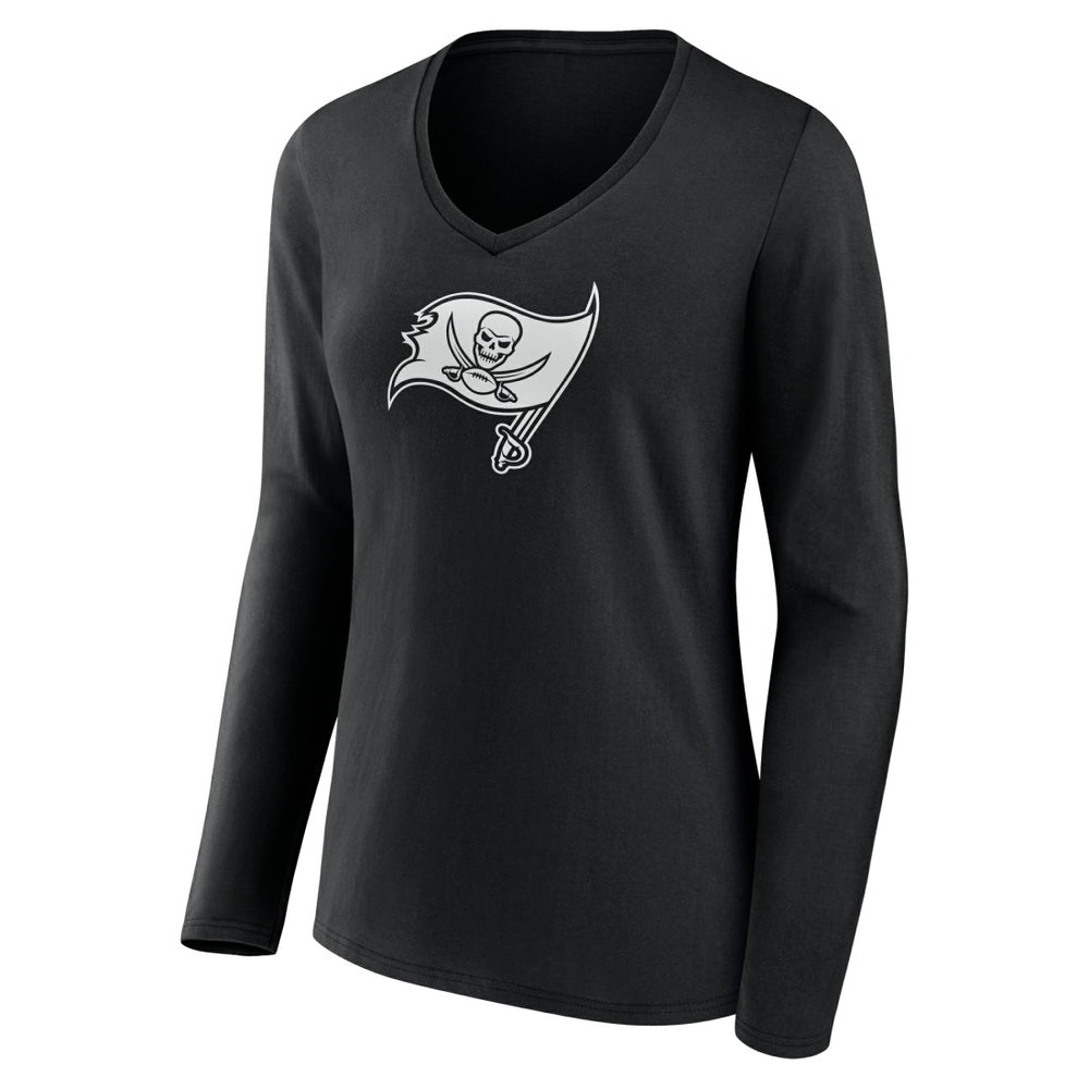Tampa Bay Buccaneers Women's Personalized Name & Number Monochrome Long Sleeve V-Neck T-Shirt | NFL New