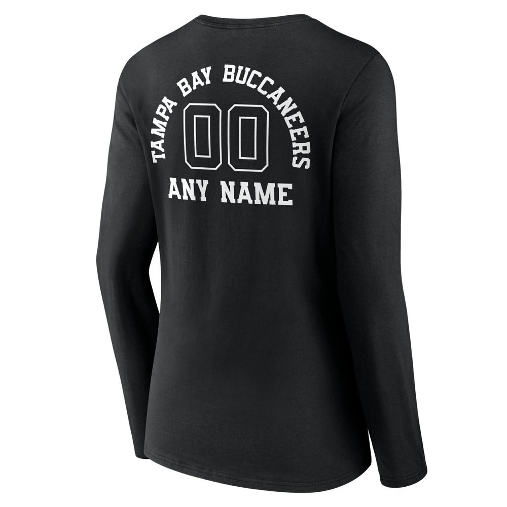 Tampa Bay Buccaneers Women's Personalized Name & Number Monochrome Long Sleeve V-Neck T-Shirt | NFL New