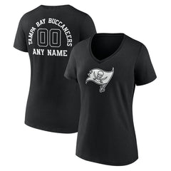 Tampa Bay Buccaneers Women's Personalized Name & Number Monochrome V-Neck T-Shirt | NFL US