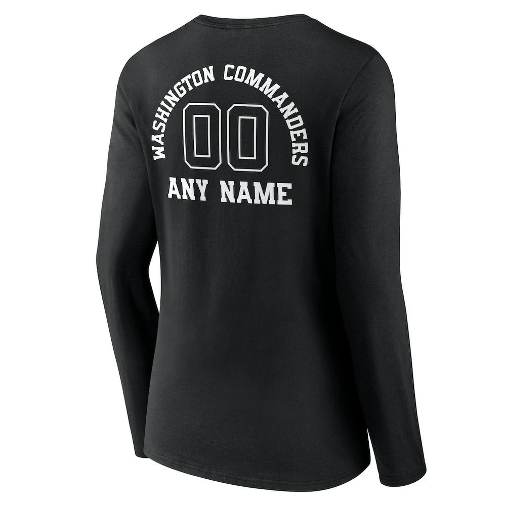 Washington Commanders Women's Personalized Name & Number Monochrome Long Sleeve V-Neck T-Shirt | NFL Hot