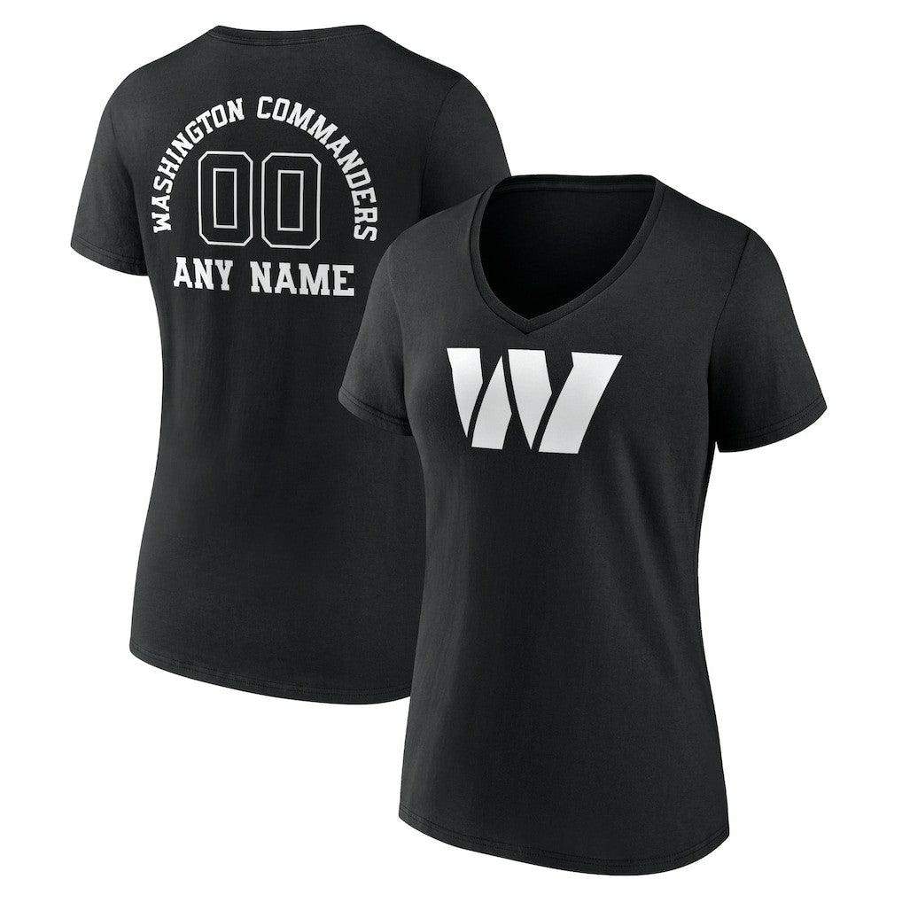 Washington Commanders Women's Personalized Name & Number Monochrome V-Neck T-Shirt | NFL Discount