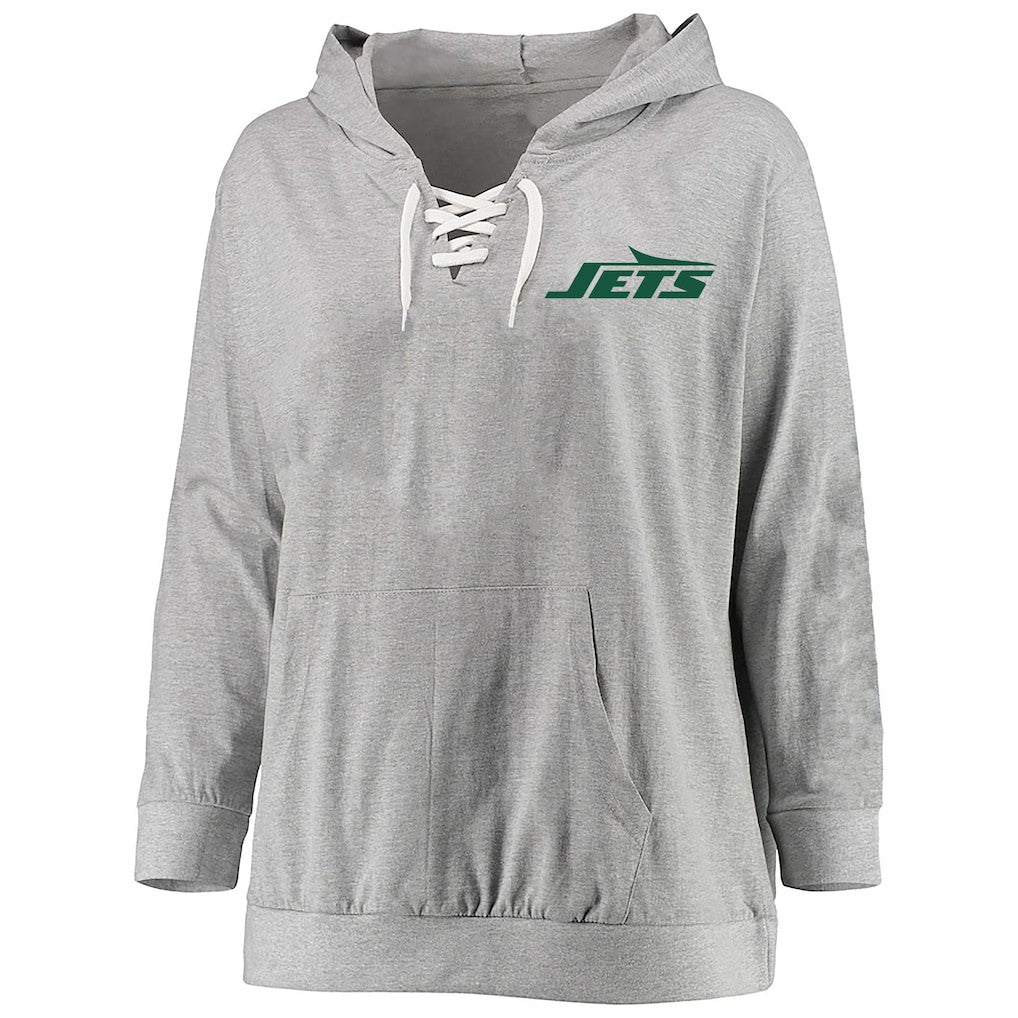 New York Jets Women's Plus Size Lace-up Pullover Hoodie | NFL New