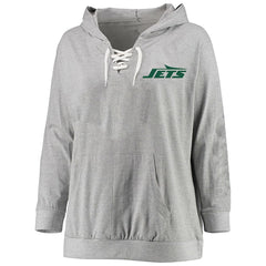 New York Jets Women's Plus Size Lace-up Pullover Hoodie | NFL New