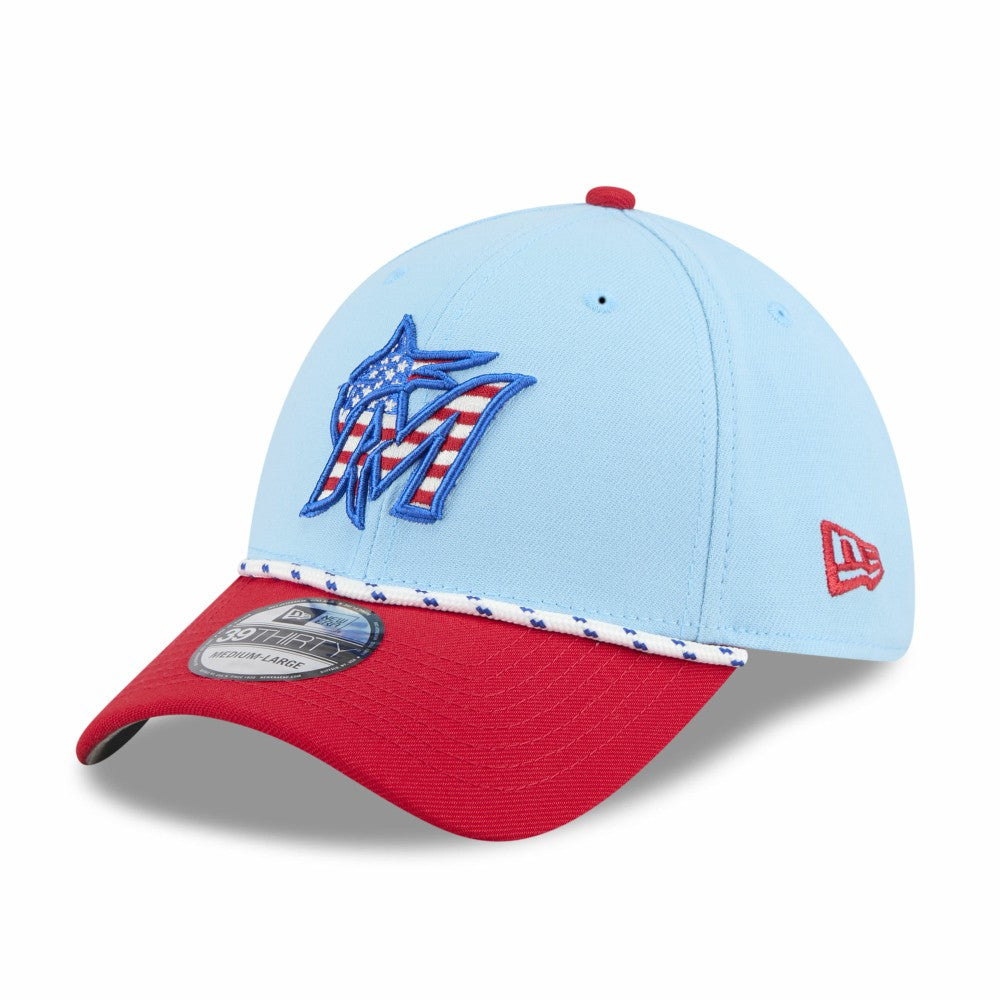 Miami Marlins New Era 2025 Fourth of July 39THIRTY Flex Hat - MLB Hats